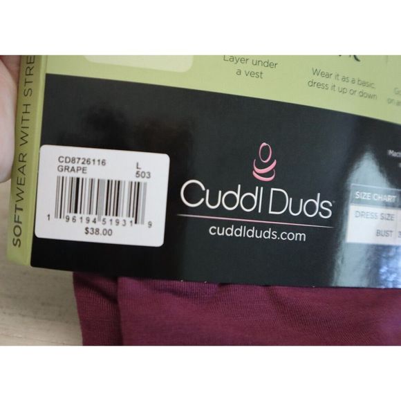 Cuddl Duds Women's Sz Large Grape Purple Softwear w/Stretch L/S Turtleneck - Picture 6 of 7